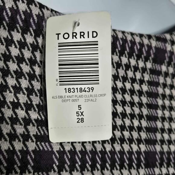 Torrid Studio Double Knit Cropped Collarless Jacket Size 5X Houndstooth - Picture 4 of 5